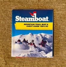 STEAMBOAT 1991-92 Pocket Ski Brochure Trail Map COLORADO Skiing Resort Souvenir