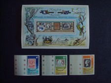 Lesotho, 1 Satz und 1 Block, Motiv "Marke auf Marke", postfrisch MNH