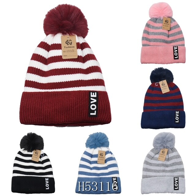 Beanie Hat for Women With Pom Pom Knit Thermal Fleece Warm Snow Ski Skull Cap-image