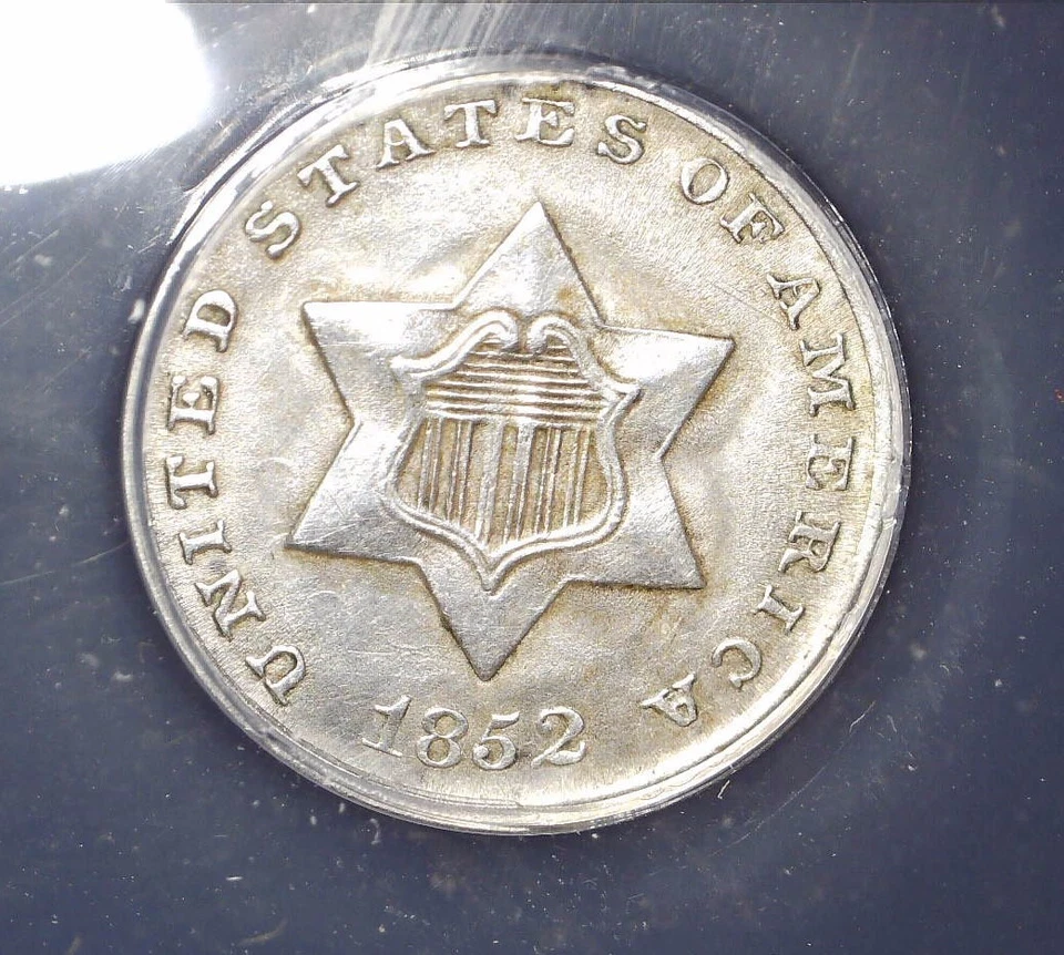 1852 Silver Three Cent, ANACS AU55, Nice Appearance - Image 2 of 4