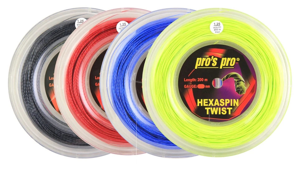 Pro's Pro Hexaspin Twist Tennisschläger Saite 200m Rolle gedreht Made in Germany