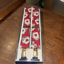 X-Style Men's CASI Casino Cards Play Design Suspenders with Clips and Snaps