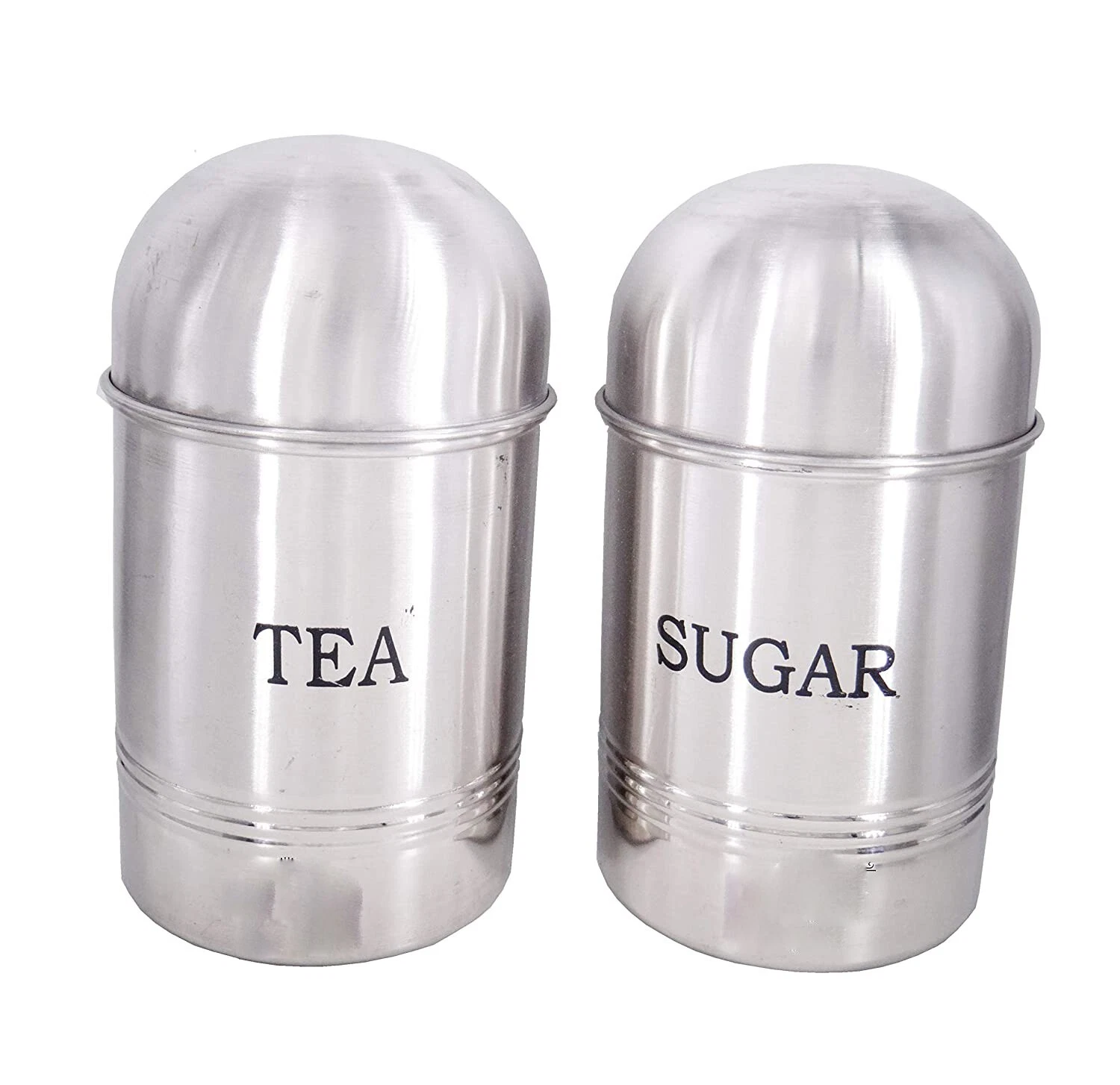 Stainless Steel Kitchen Storage Jars/Tea Sugar Canister Set, Silver, 2 US