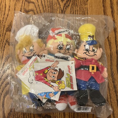 *Sealed* Set Of 3 VTG KELLOGG S RICE KRISPIES Plush Dolls: SNAP-CRACKLE-POP 1997
