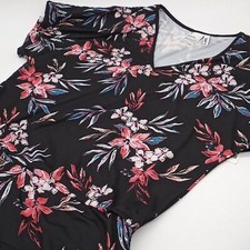 Bar III Cover-Up Womens Small Tropical Escape  Floral Print Caftan Swim Black S