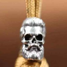 Skull EDC Paracord Knife Bead Lanyard DIY Outdoor Brass Pendant charm Bracelet
