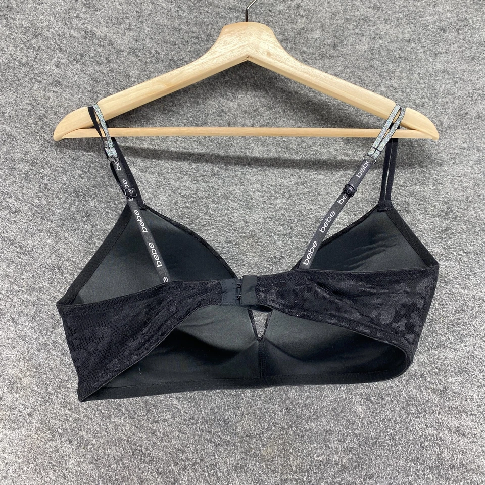Sujetador Bebe Bralette Mujer 36C Negro Estampado Animal Push Up Inalámbrico Encaje Opaco Foto 2 de 4