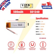 ? 3.7V 501240 500mAh LiPo Lithium Polymer 500 mAh High Capacity Battery ?