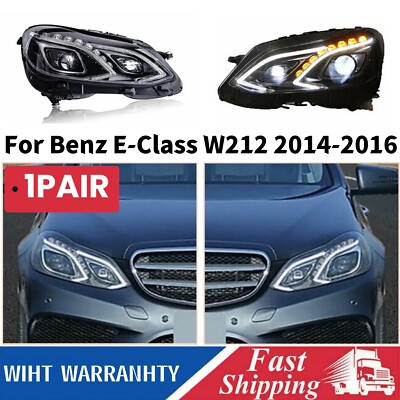 Pair LED Headlight For Benz E Class E211 W212 2014-16 Front DRL Turn Signal Lamp