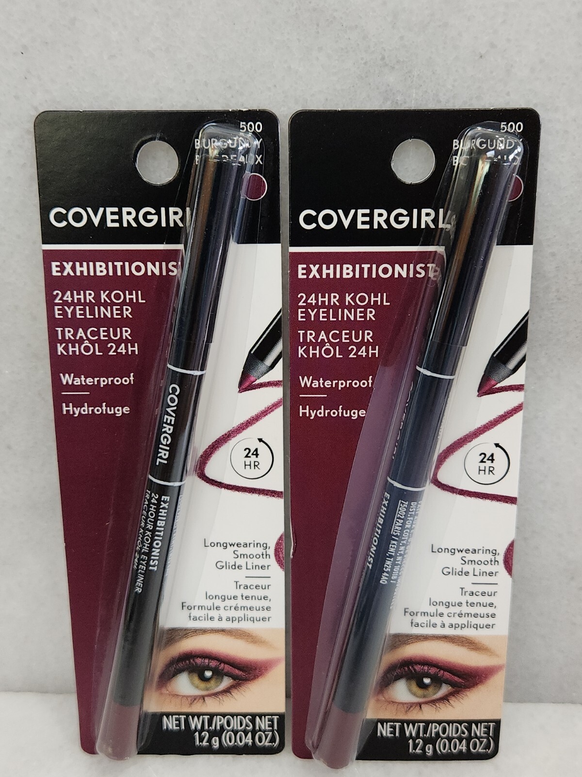 2 Covergirl Exhibitionist 24Hour Waterproof Kohl Burgundy Eyeliner