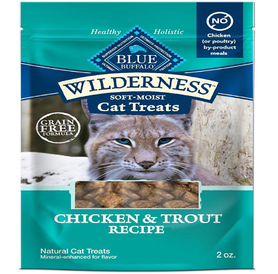 Blue Buffalo Wilderness Grain Free Soft-Moist Cat Treats, Chicken & Trout 2-oz B
