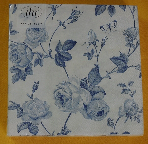 20 Servietten Rosen Blau Ranken 1 Packung Ovp Rambling Motivservietten Ihr-image