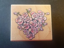 Flowers - Heart of Roses - Rubber Stamp - Wood Mounted - NEW