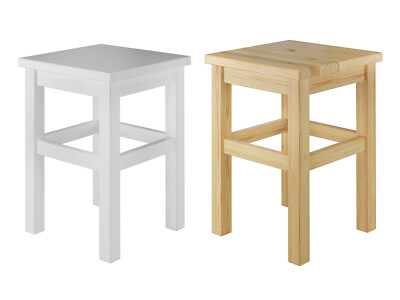 Holzhocker Massivholzsitz ohne Lehne Kiefer massiv weiß Jugendzimmer Möbel