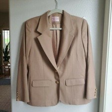 VINTAGE Pendleton Blazer, Size 8 Petite 100 Pure Virgin Wool Beige made in USA