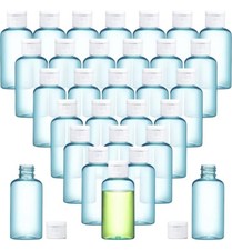 Plastic Bottles w/ White Caps Blue OVAL Shaped Clear PET 30ct Bulk NC Gtunji