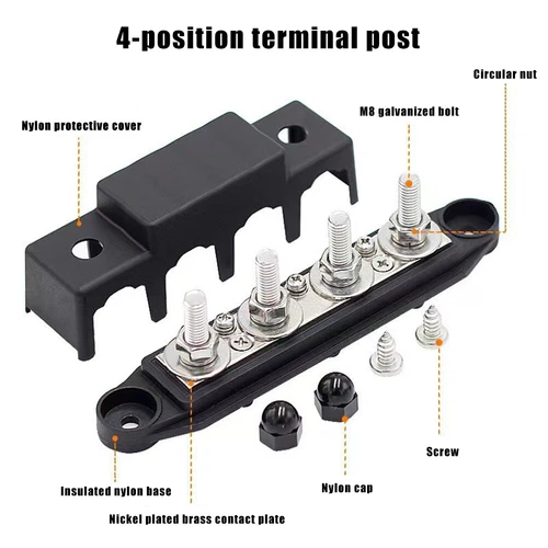 250A 12V-24V Sammelschiene Stromverteilerblock 4 Bolzen Abzweigblock KFZ - Bild 17 von 24
