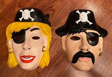 Rubie's Pirate Man Woman Pair of Halloween Costume Masks - Unused
