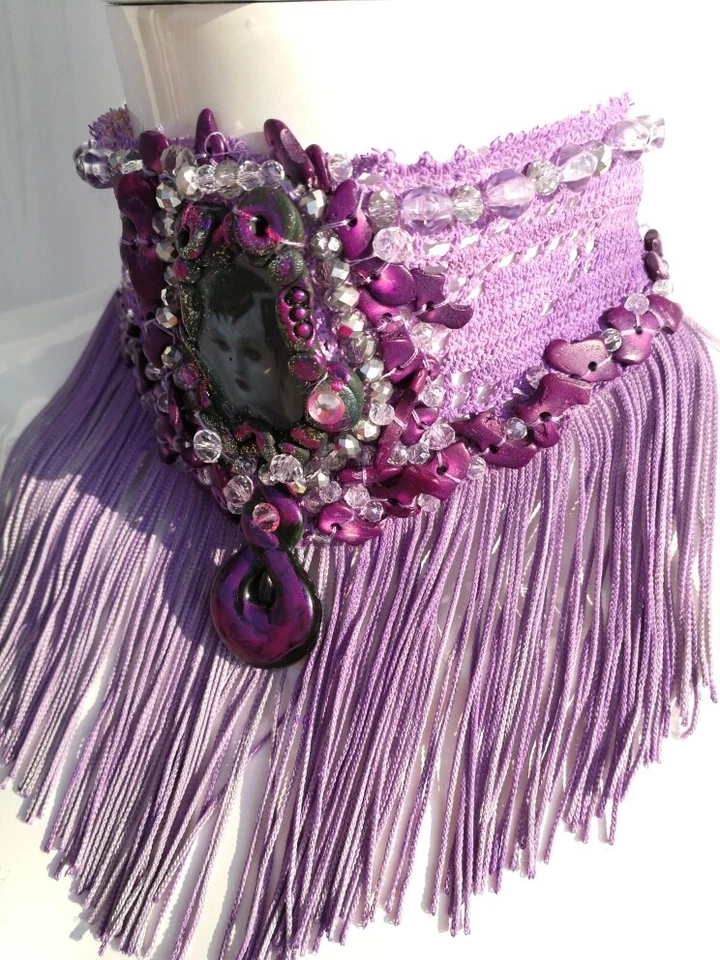 Gargantilla Mujer Joyería Moda Collar Collar Medallón Camafeo Cuello Bordado Foto 3 de 4