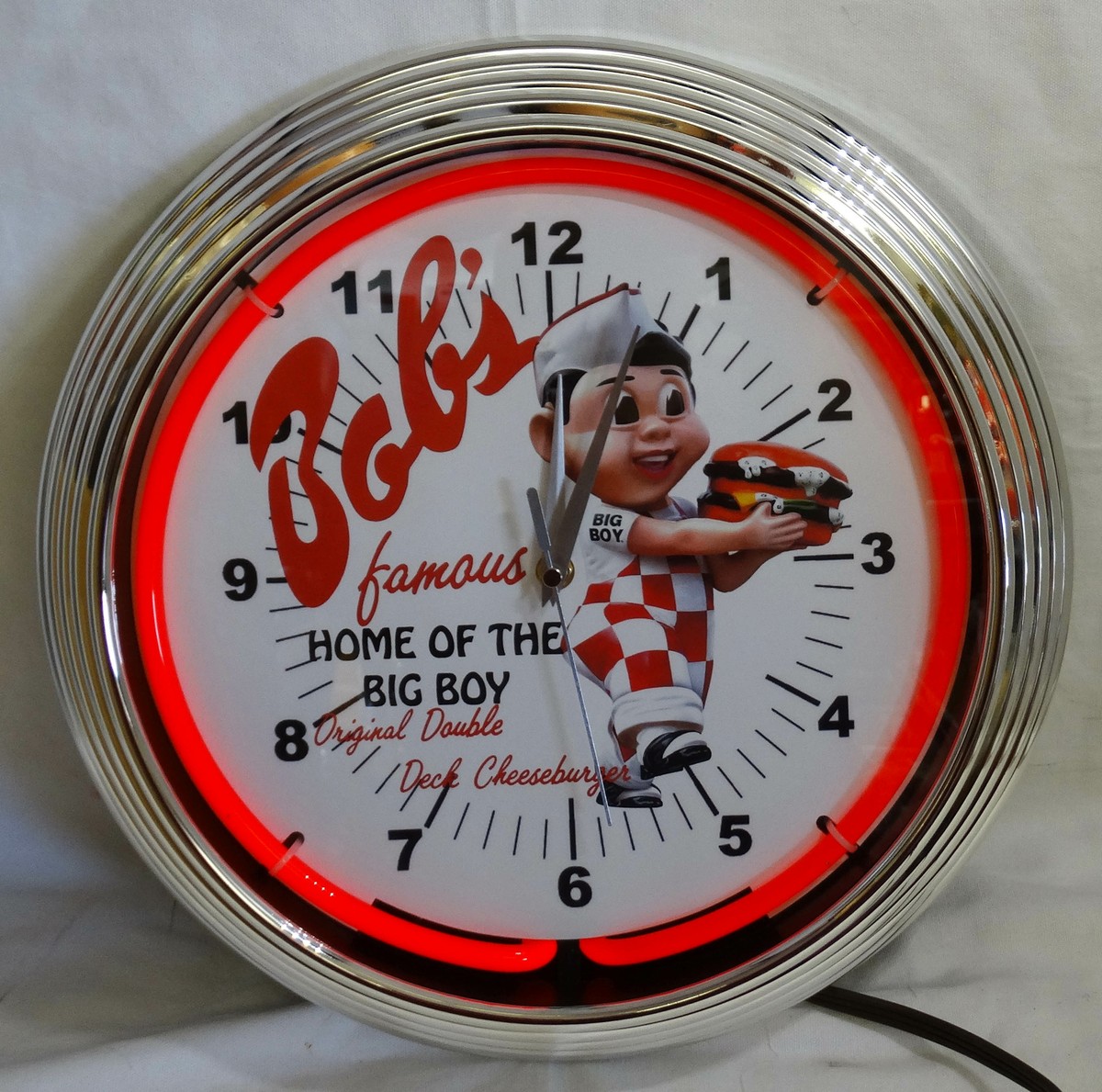 Bob's Big Boy ヴィンテージ 置時計 Bob's Big Boy Original Double Deck Cheeseburger Red Single Neon