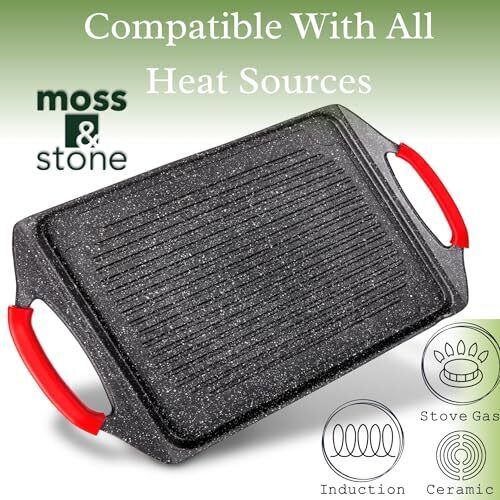Griddle Aluminum Bbq, 18x10.5" for Indoor Cooking, Non Rectangle Grill Pan - Picture 2 of 8