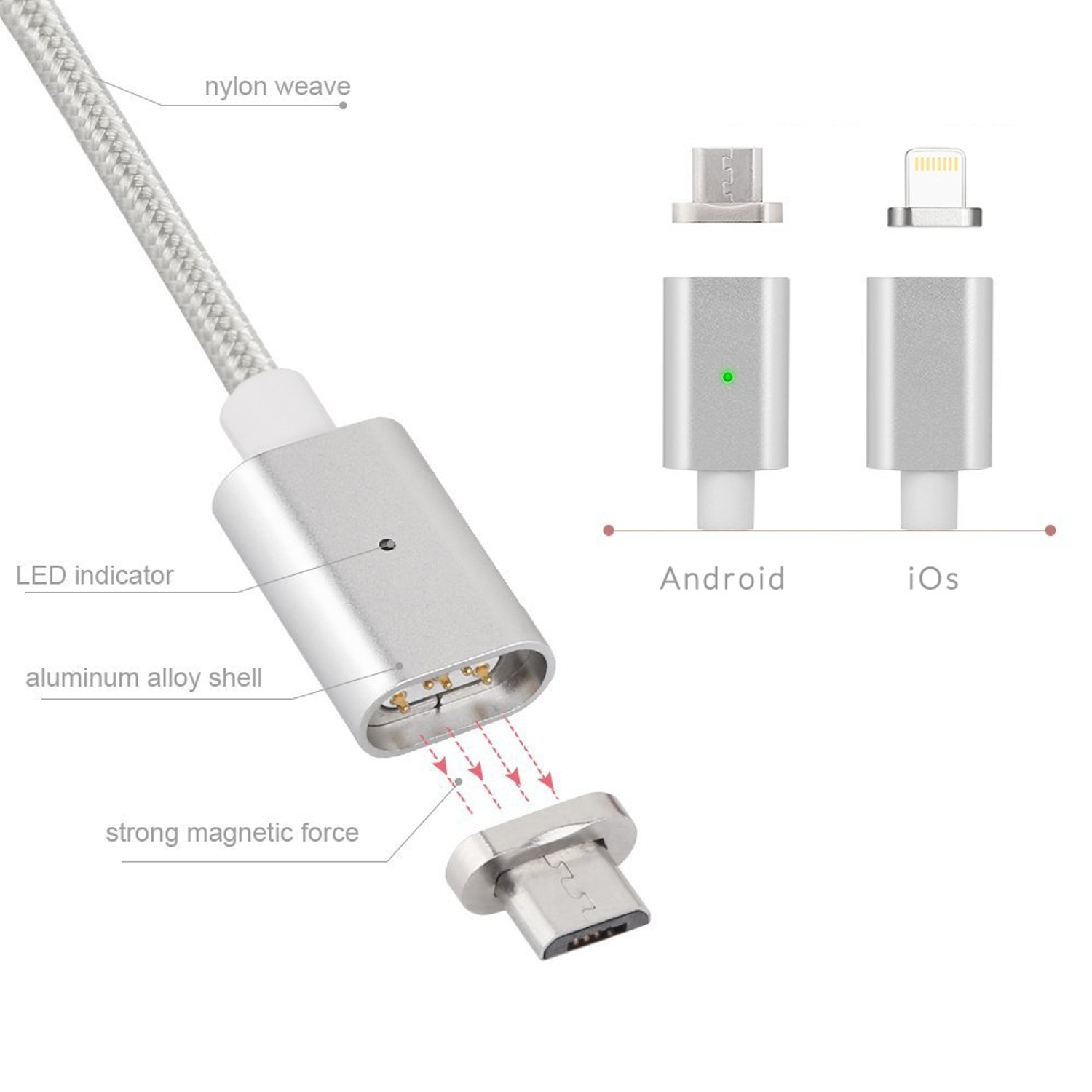 Ladekabel Datenkabel Magnet USB microUSB Lightning Type-C USB-C Android iOS NEU - Bild 2 von 23