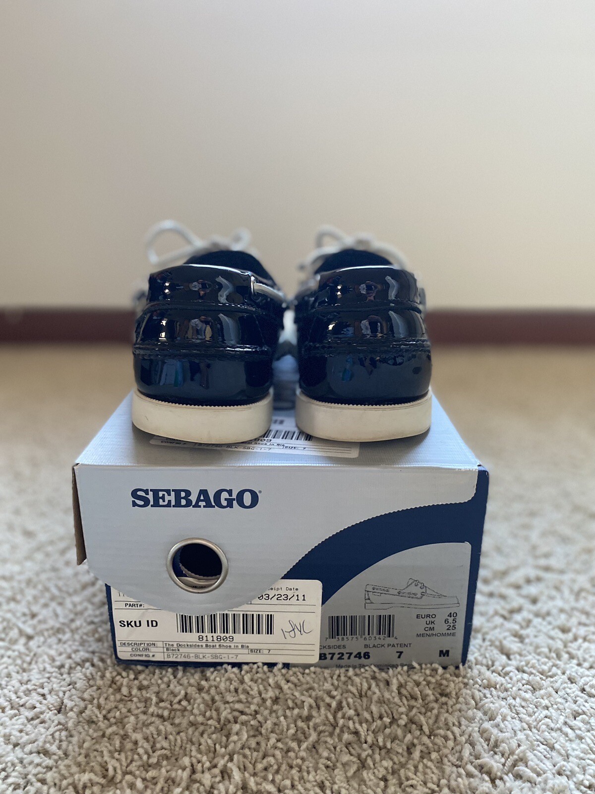 Rare Sebago X Vane Black Patent Docksides - Size 7 (Fits 7.5-8) image 4