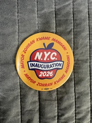 Exclusive NYC Inauguration 2026 Mayor Zohran Mamdani Button, Democrat Pin - Image 1 of 2