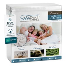Waterproof Queen Size Mattress Protector - Fitted with Stretchable Pockets - ...