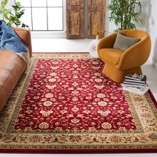 Lyndhurst Collection Area Rug - 9' x 12', Red & Ivory, Traditional Oriental D...