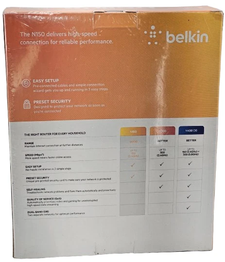 Belkin N150 Wireless Wi-Fi Router 150 Mbps 4-Port  New - Image 3 of 4