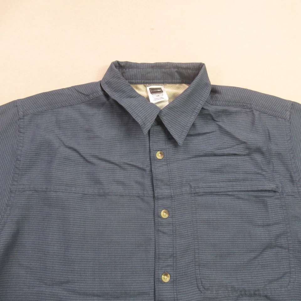 Camisa North Face Para Hombre Grande Manga Corta Botón Bolsillo Frontal Rayas Azules Foto 3 de 4