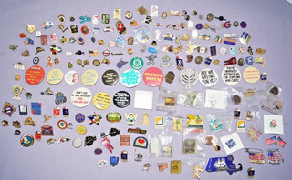 Vintage Lot 180 Enamel Pin back Celluloid Button Pins McDonalds Political Ford