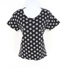 Croft & Barrow The Classic Tee Womens Size PL Black Floral 100% Cotton