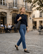 THE ROW Enid Wool And Cashmere Sweater In Navy Blue Size XS