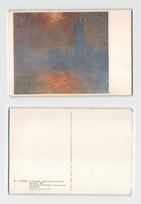 Postkarte - Claude Monet Die Häuser des Parlaments Sonne kommt durch Nebel UNBESENDET