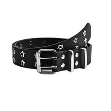 AVZXXKUF Grommet PU Leather Belts width-3.3cm/1.3in,lenth-110cm/43.3in, Black