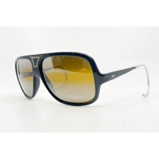 Vintage French Aviator Sunglasses Black Gradient Yellow Lenses