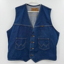 Wrangler Vest Mens Blue Unlined Denim Short Western Ranch