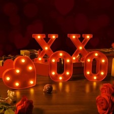 5Packs Valentine's Day Letter Lights Sign Table Decorations LED XOXO Heart