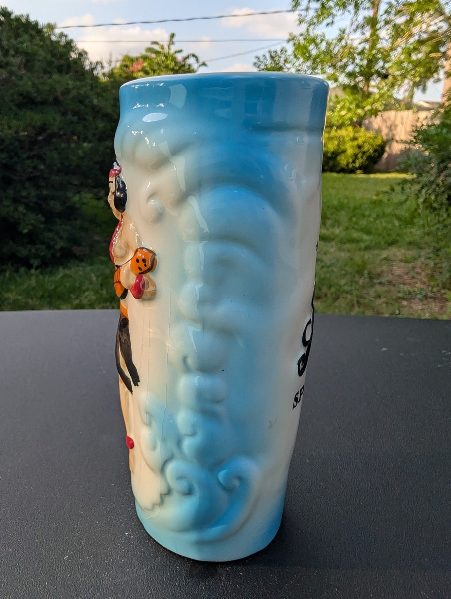 Sailor Jerry　 Tiki mug Tiki Mug Sailor Jerry Spiced Rum Hula Girl Hand Painted Blue