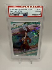 Topps 2025 Chrome Disney Captain Hook Aqua Mini Diamonds #160 PSA 8