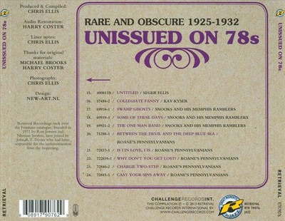 VARIOUS ARTISTS - UNISSUED ON 78S, VOL. 4: RARE AND OBSCURE (1925-1932) NEW CD