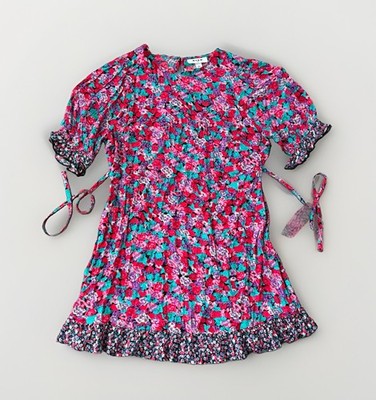 RIXO for Target Mixed Floral Puff Sleeve Mini Dress Ruffle Pink Purple Size 8
