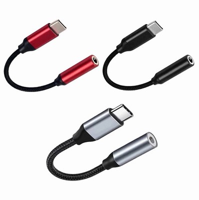 USB Typ C auf zu AUX 3,5mm Audio Adapter Klinke Kopfhörer Alu für iPhone Samsung