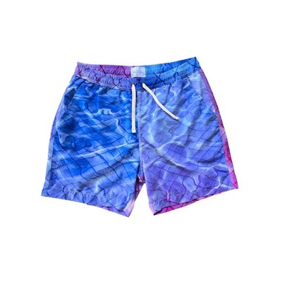 Blue Sky Inn Pool Print Swim Trunks Blue Pink 5'' Men's Size M
