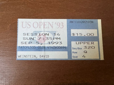 1993 US Open Tennis Ticket Pete Sampras Michael Chang Magnus Larsson Wally Masur