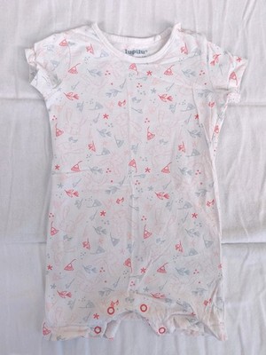 Schlafanzug weiß bunt Gr. 80 kurzarm Sommer Babykleidung