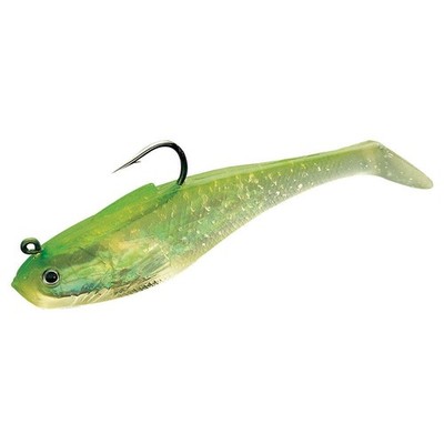 Tsunami Holographic Swim Shad Soft Bait - 5'' (3 Pack) - Chartreuse/Silver