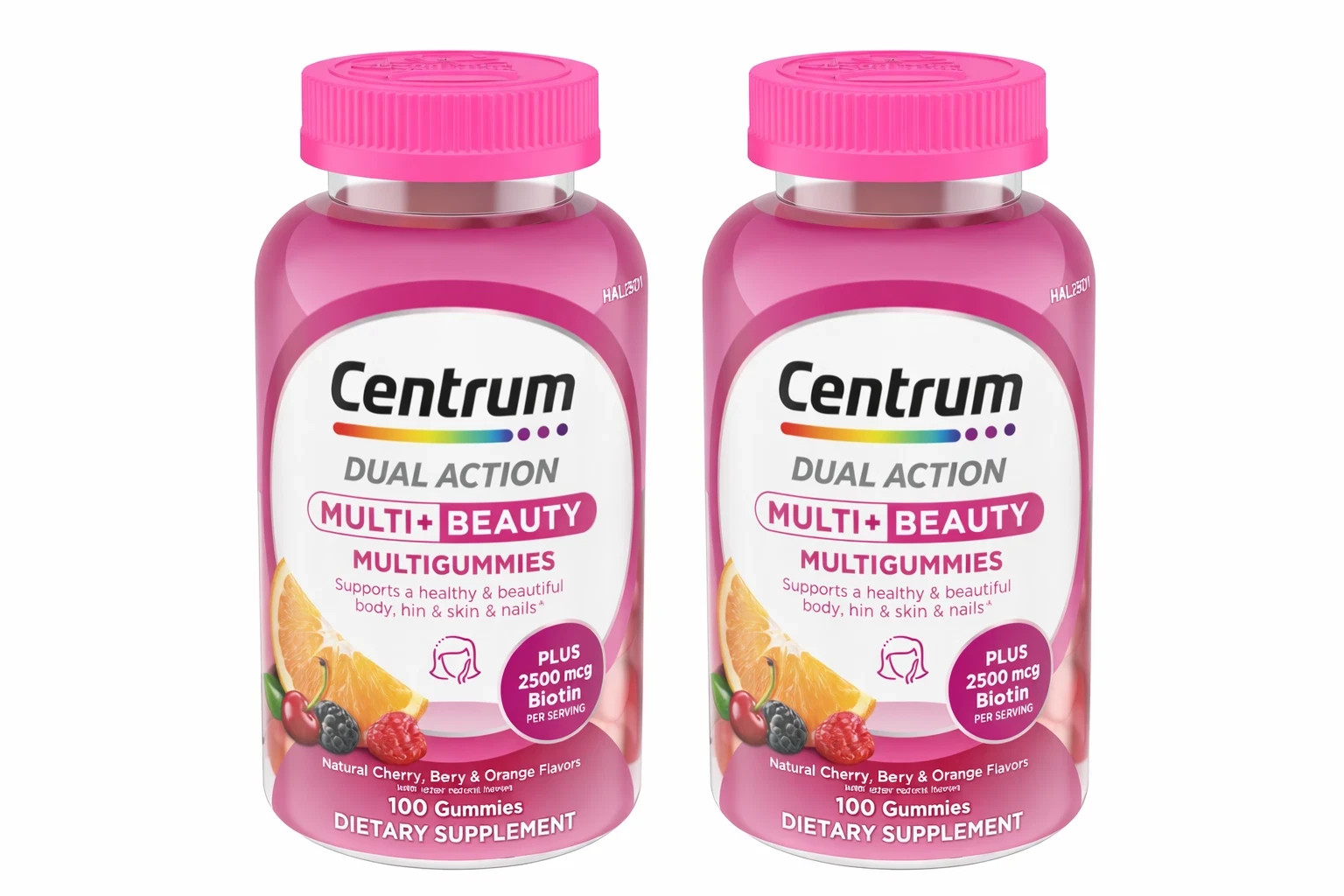 Centrum MULTI+BEAUTY Multi Gummies,Natural Cherry, Berry & Orange,100Ct  PK OF 2